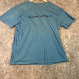 Banana Republic Outlet Shirt XL Mens Solid Blue 100 Cotton Short Sleeve Crewneck